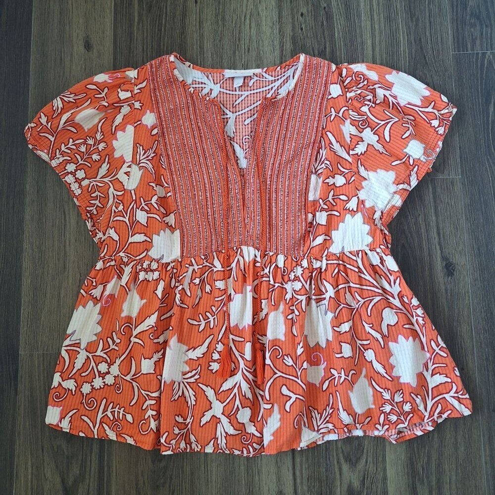 💙 Knox Rose Flowy Flattering Top Blouse Size 2X Boho Cottage Core Peasant